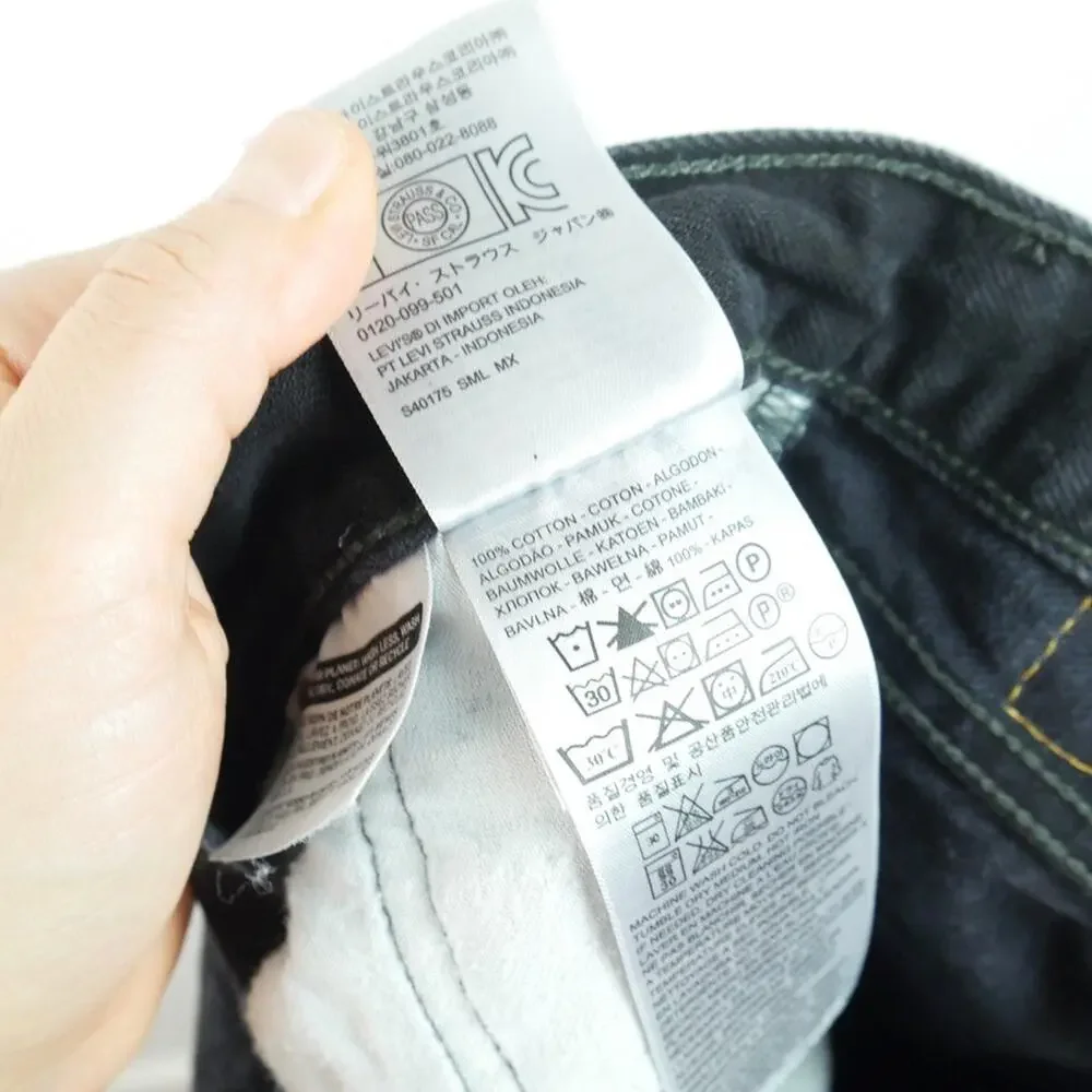Levis 501 Jeans Mens 36 x 34‎ Black Rigid Denim Button Fly Straight Leg Classic